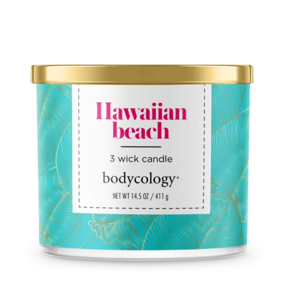 Bodycology 3-Wick Soy Candle, Hawaiian Beach, 14 oz